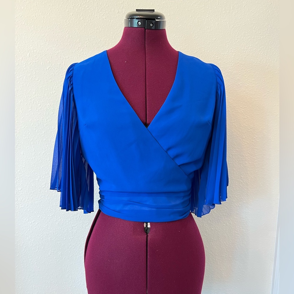 Blue wrap blouse